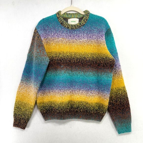 YITAI Sweater Women XS Gradient Mohair Wool Blend Cozy Artisan Knit Indie Boho - Picture 1 of 11